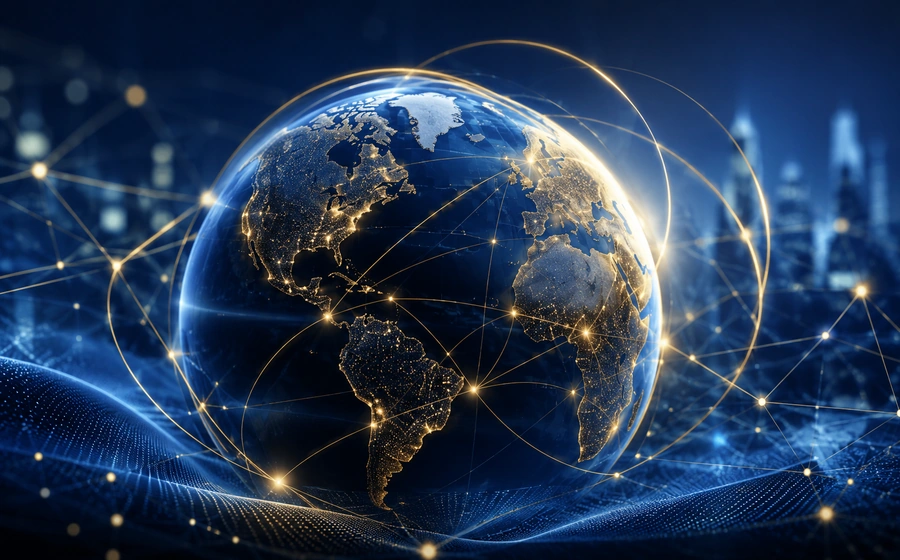 Digital globe showing international market connections