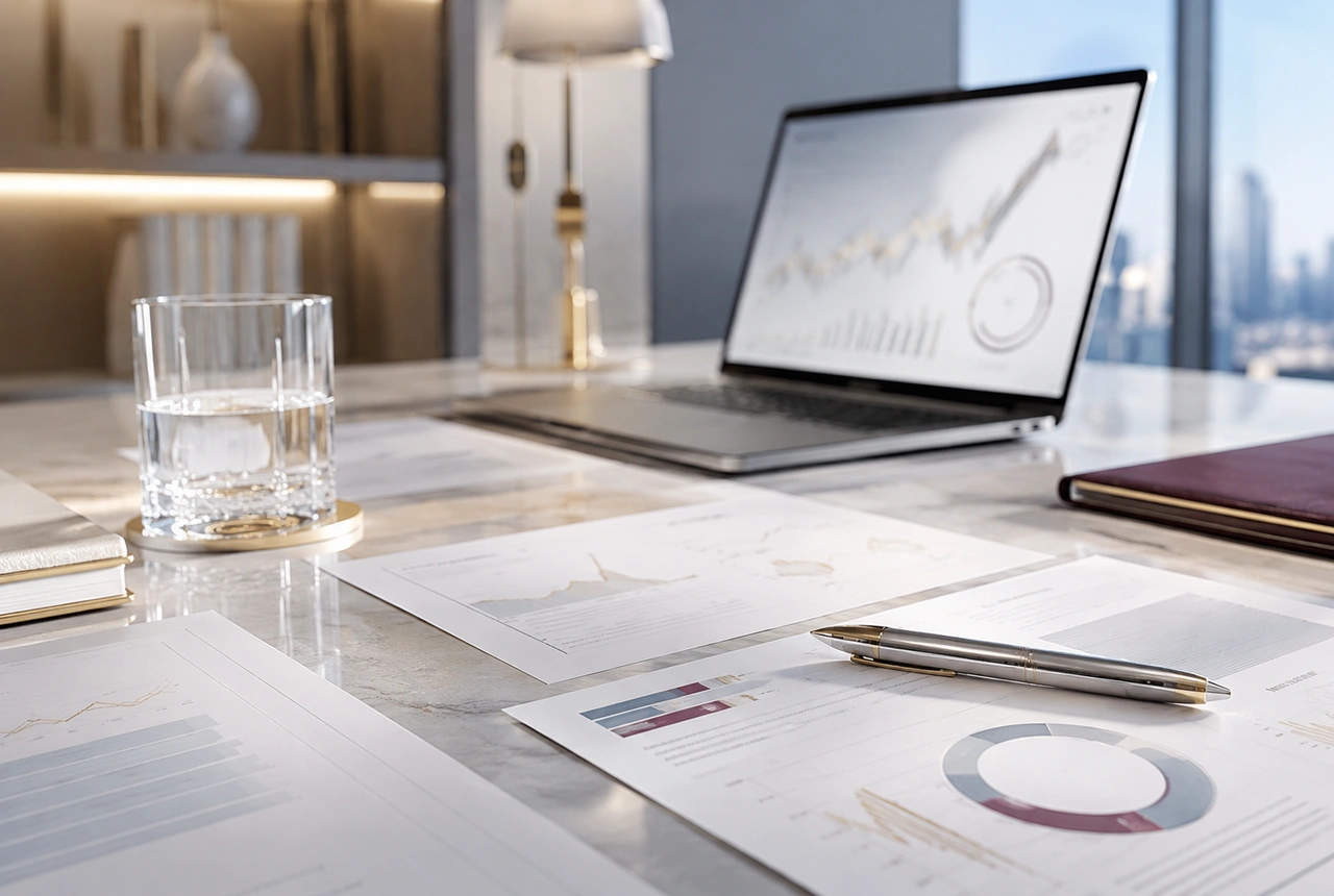 Financial market analysis desk