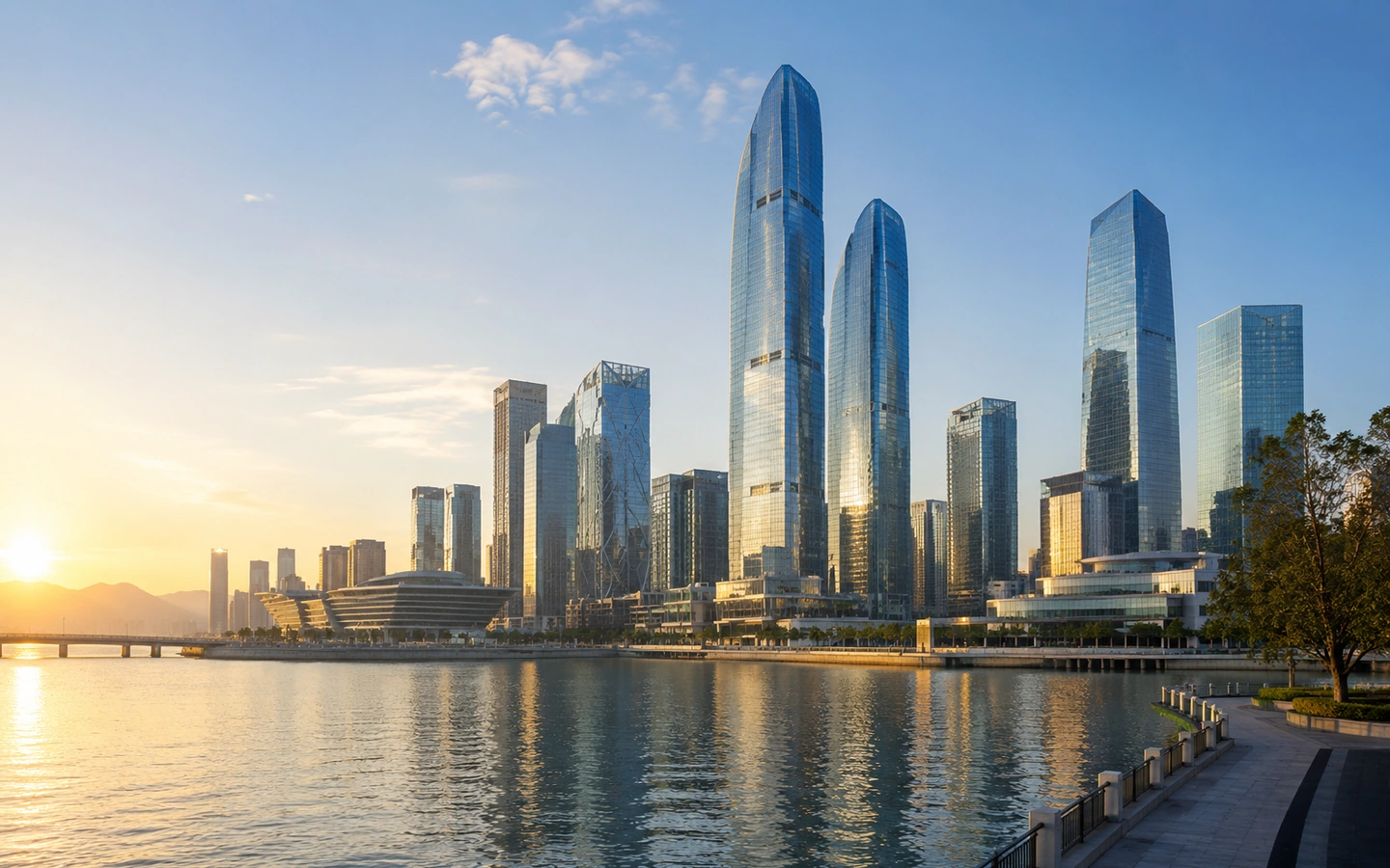 Modern financial district skyline
