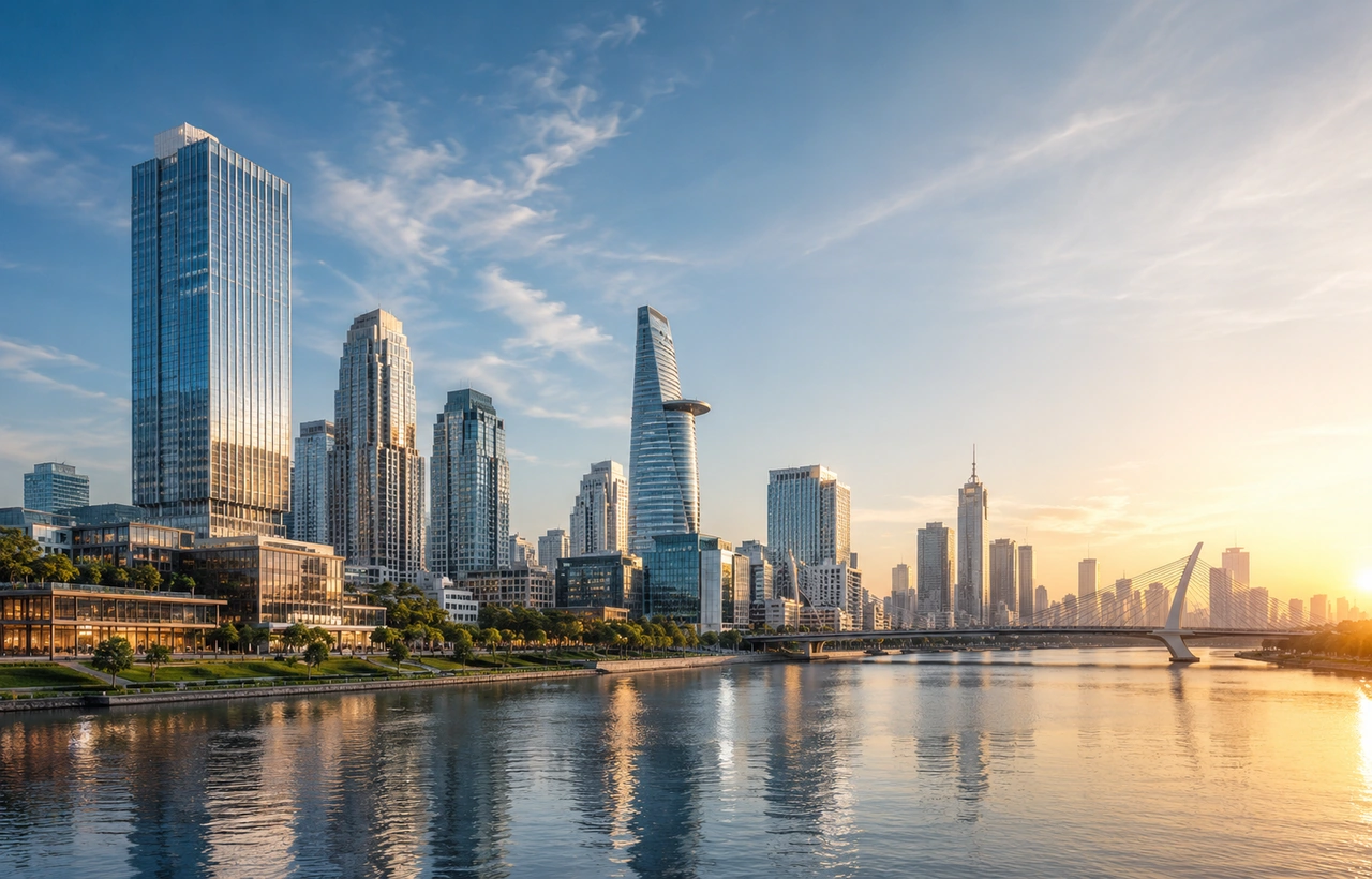 Financial district by the river in Ho Chi Minh City